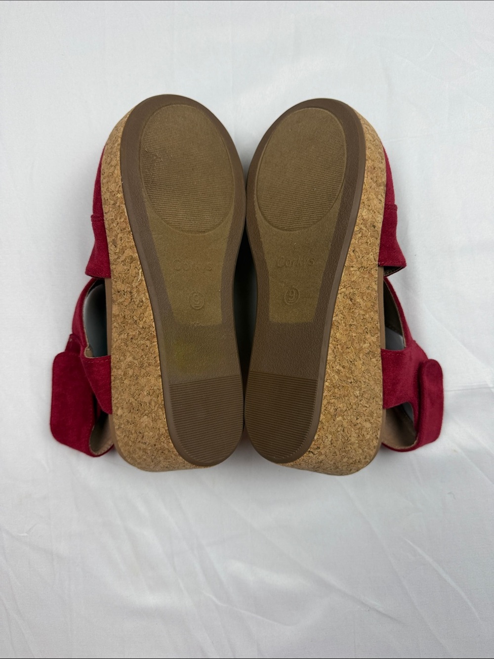 Corkys Case Closed Red Suede Wedge Sandals - Picture 9 of 11